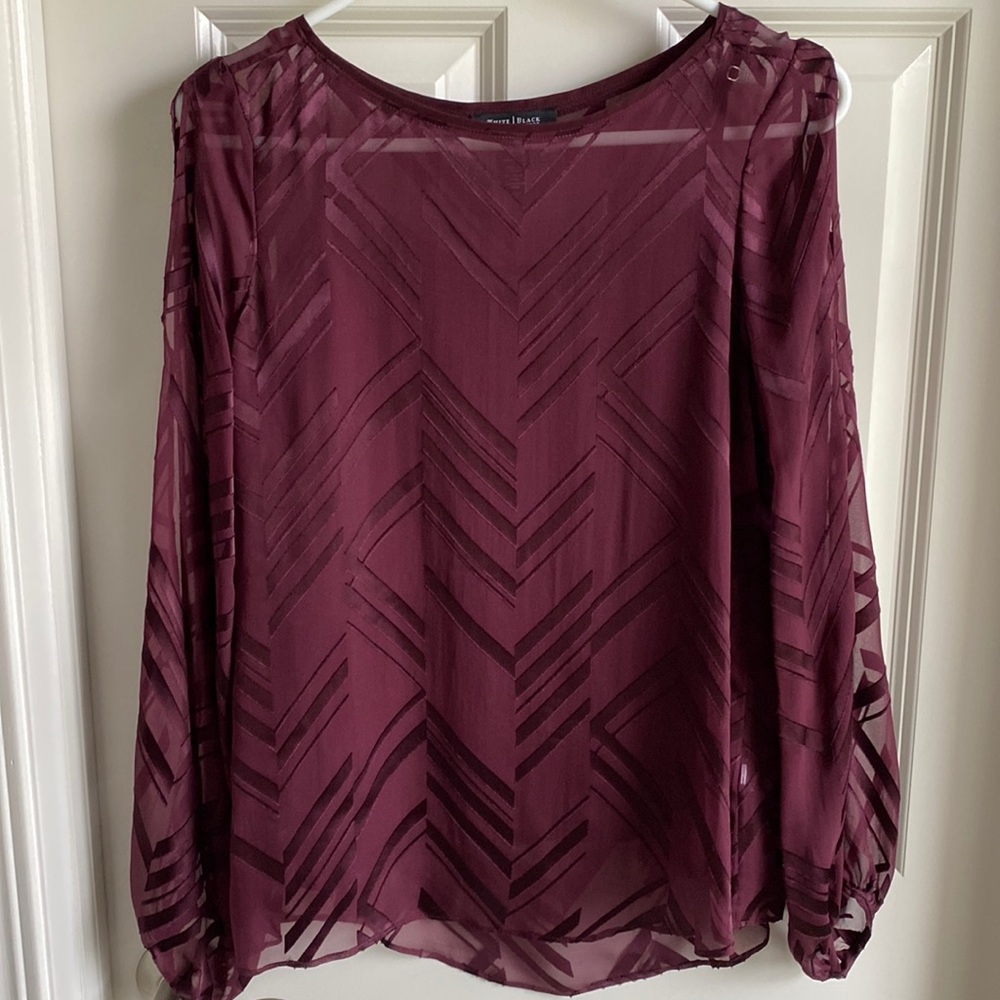 Tich burgundy burnout silk blouse by WHBM